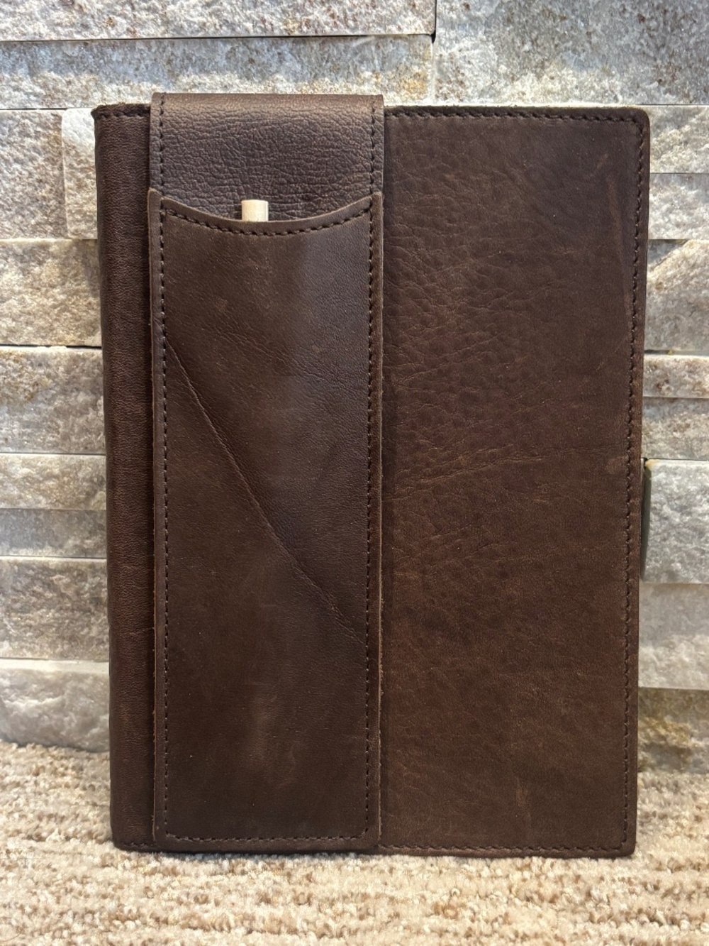 Manufactus Vintage Style Italian Leather Journal With Pencil Holder